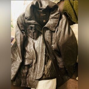 Danier Genuine Leather Brown Jacket | Quilted Lined | Size M